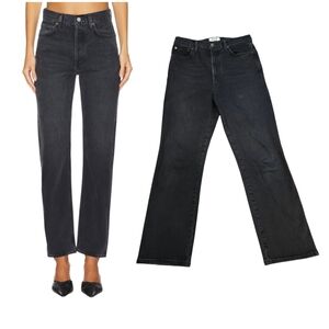 AGOLDE 90s Pinch Waist High Rise Straight Jeans in Hitch Black Wash Women's 28